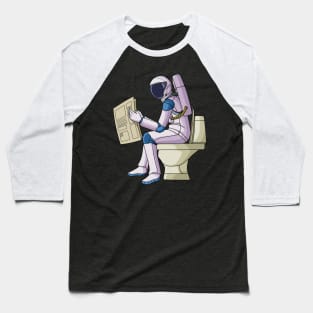 Astronaut reading papernews on toilet bowl Baseball T-Shirt